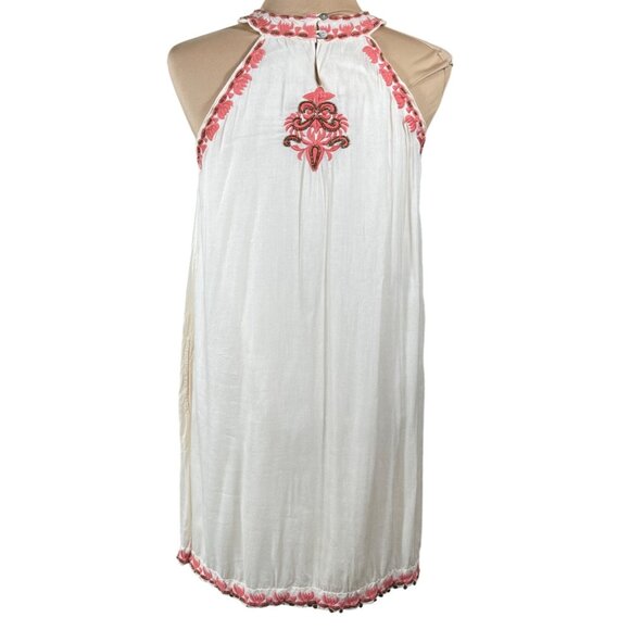 LulaSoul Halter Swing Dress Embroidered M (READ) Cream Peach Boho - Picture 3 of 11